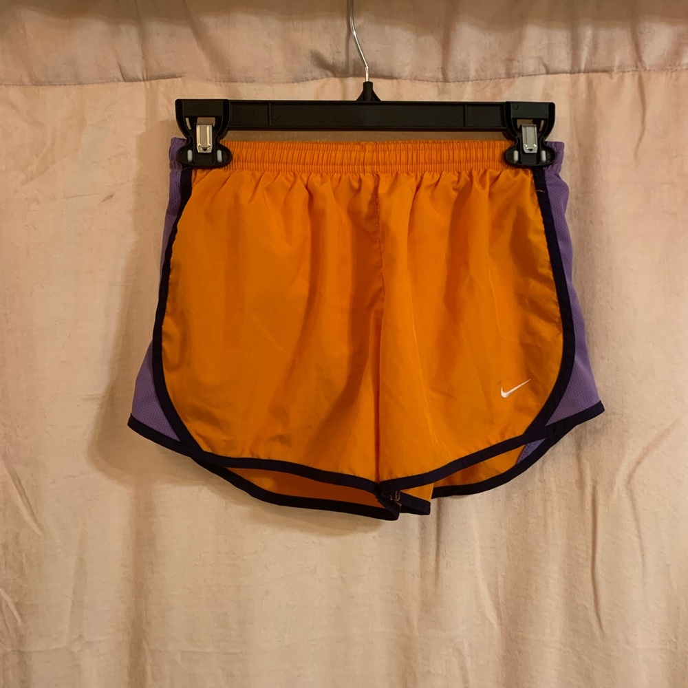 orange/purple nike shorts